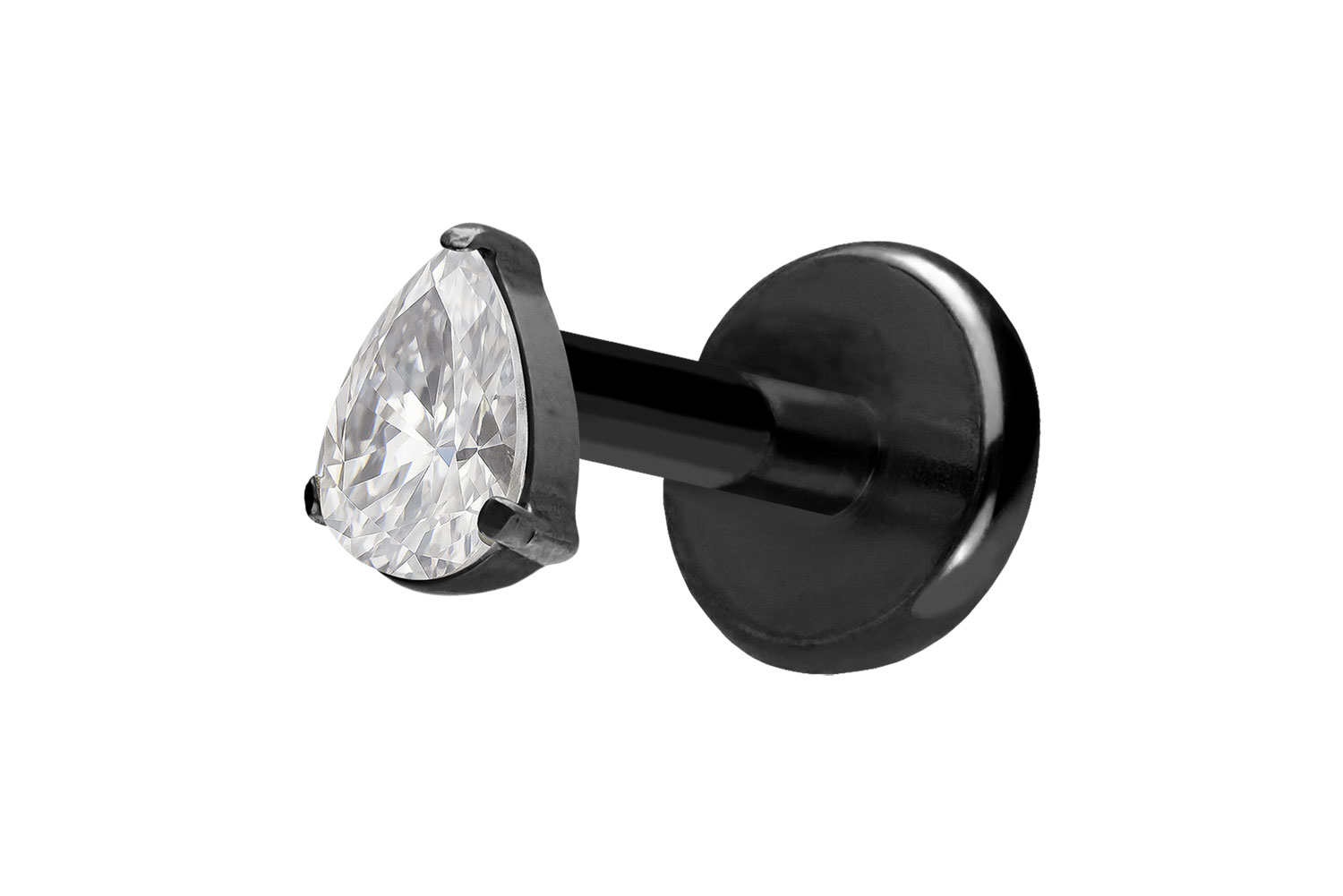 Titan Labret Piercing mit Push Fit KRISTALLTROPFEN